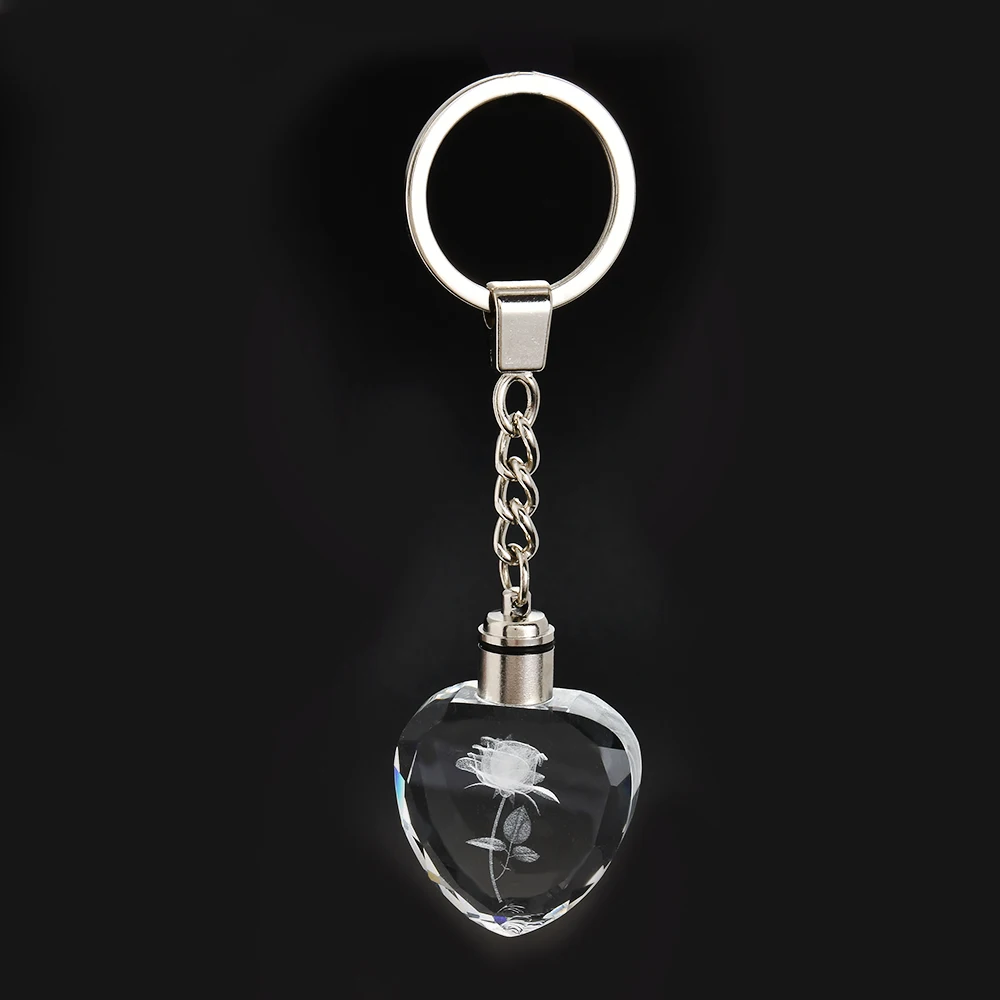 Fashion Colorful Fairy Rose Flower Pattern Love Shape Crystal Rhinestone LED Light keychain Lover Key Chain Keyring Jewelry Fashion Colorful Fairy Rose Flower Pattern Love Shape Crystal Rhinestone LED Light keychain Lover Key Chain Keyring Jewelry